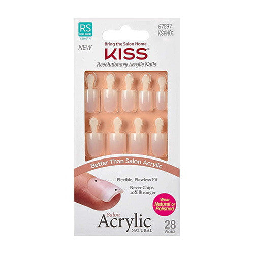 Kiss Salon Acrylic Natural Nails Kit, Real Short, 28 Ea